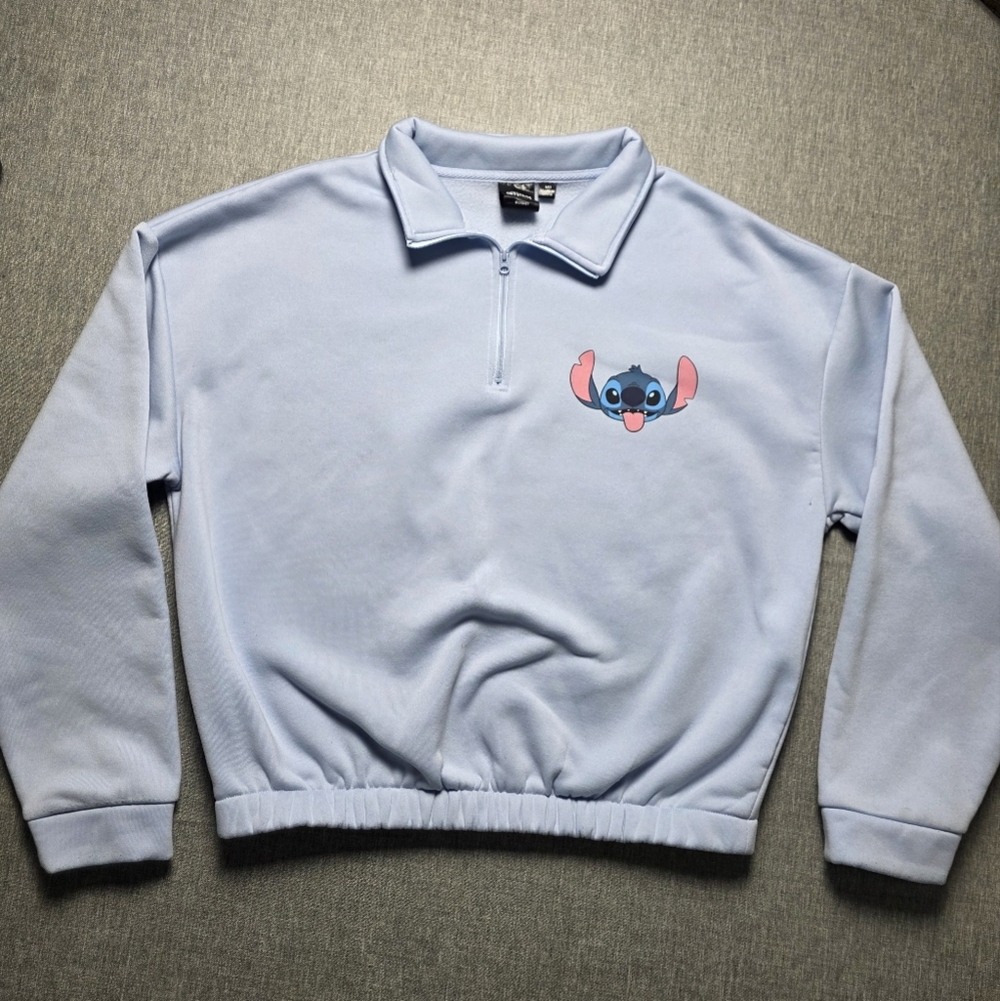Stitch Experiment 626 Cropped Quarter-Zip Sweatshirt Mad Engine Size W Medium - Picture 1 of 7